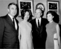 Eugene McCarthy, Hubert Humphrey with TWA stewardesses