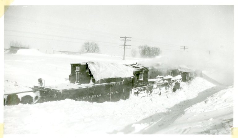 View of Russell Snow Plow No. 27 when stuck in snow, February 6, 1946