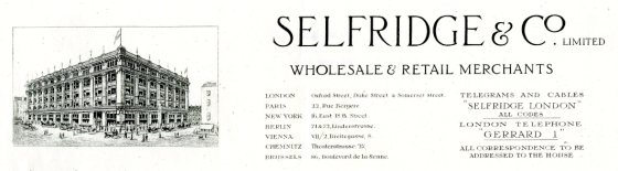 Selfridge & Company letterhead.
