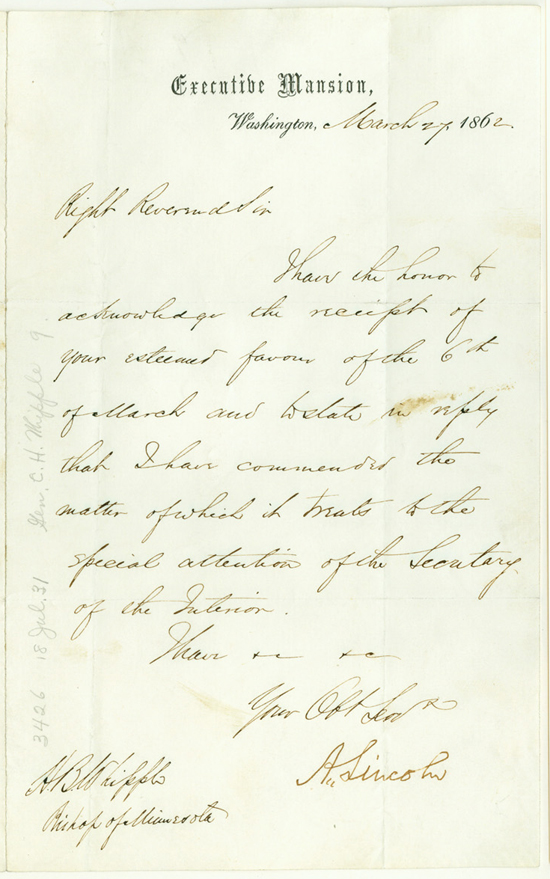 Abraham Lincoln to Henry B. Whipple, March 27, 1862