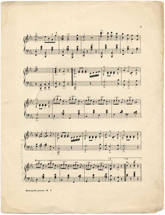 Page 3 of  The Minneapolis Journal march, two-step, or cake walk