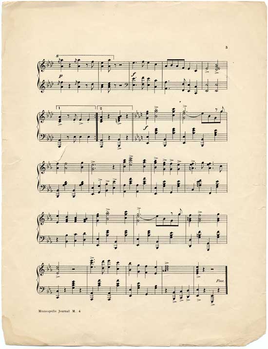 Page 5 of  The Minneapolis Journal march, two-step, or cake walk