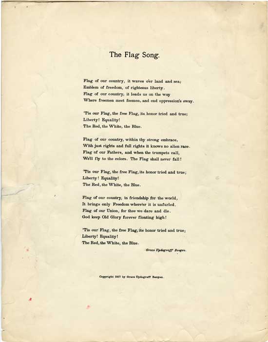 Back cover of  Flag song