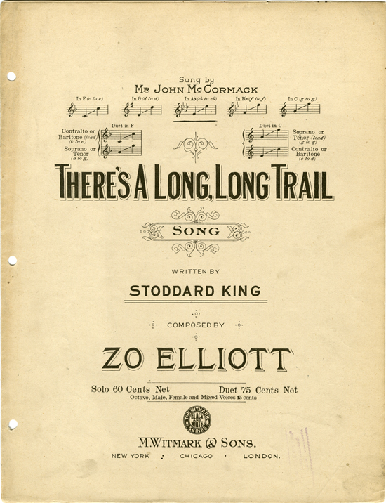 Cover page of There's a long, long trail : song