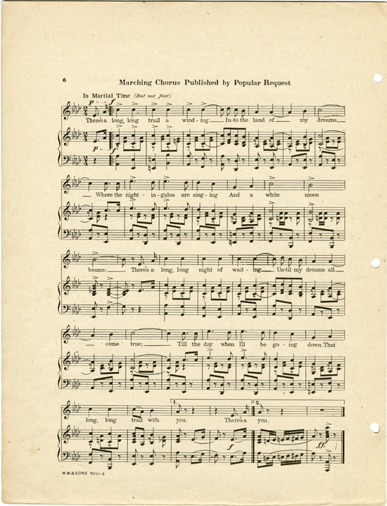 Back cover page of  There's a long, long trail : song