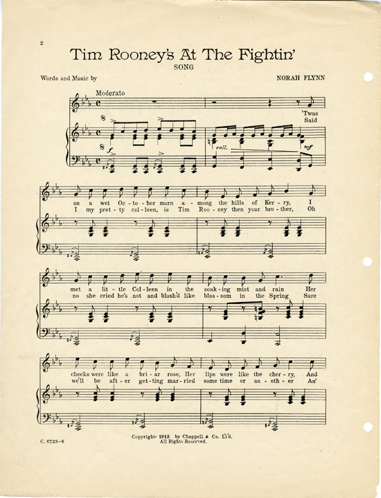 page 2 of  Tim Rooney's at the fightin' : a Kerry ditty