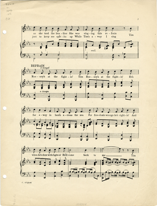 page 3 of  Tim Rooney's at the fightin' : a Kerry ditty