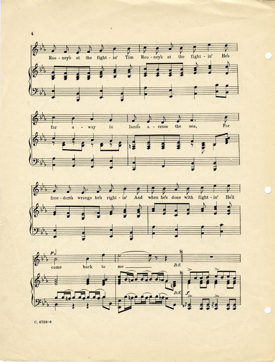 page 4 of  Tim Rooney's at the fightin' : a Kerry ditty