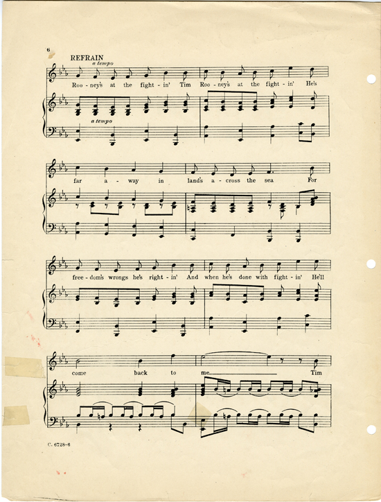 Back cover page of  Tim Rooney's at the fightin' : a Kerry ditty