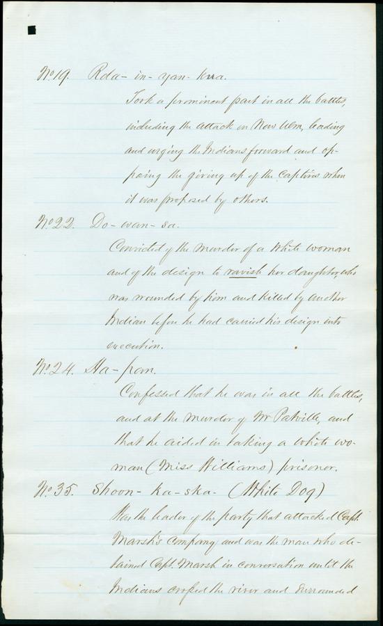 Letter Lincoln Dec 5, 1862
(E) List of condemed men, page 3