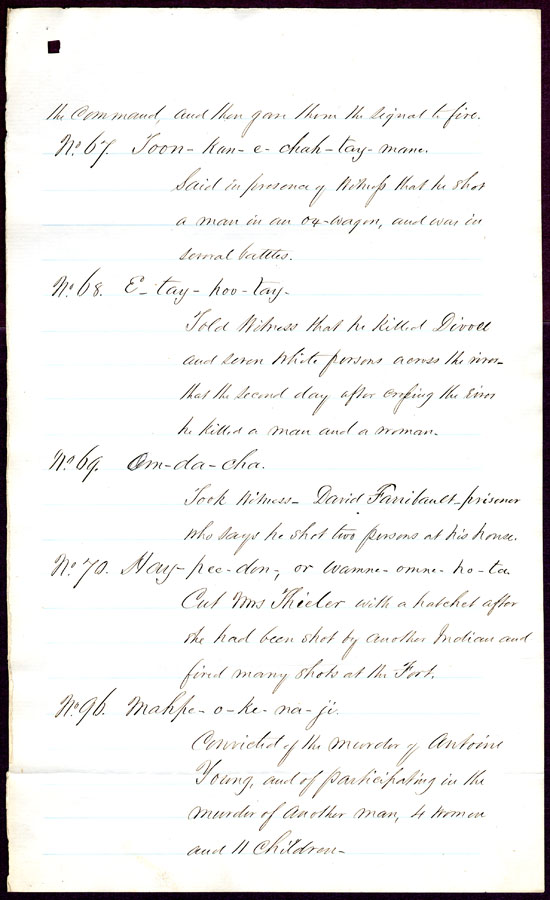 Letter Lincoln Dec 5, 1862
(E) List of condemed men, page 4