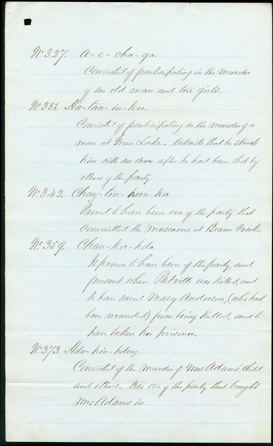 Letter Lincoln Dec 5, 1862
(E) List of condemed men, page 6