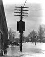 Unprotected toll terminals on telephone pole, 1919