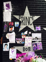 Flowers and messages around Prince's star at First Avenue