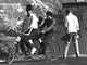 Performers riding bicycle at 1966 Cassis Festival