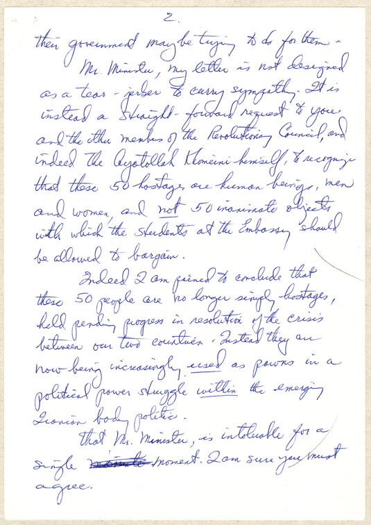 Letter from Laingen to Ghotbzadeh, page 2