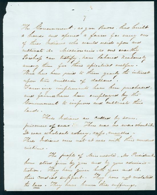 Letter Lincoln Dec 1862 protesting Pardon, page 7